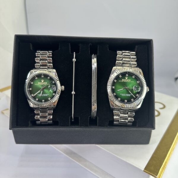 Rlx DateJust Taşlı Gümüş Yeşil Kombin